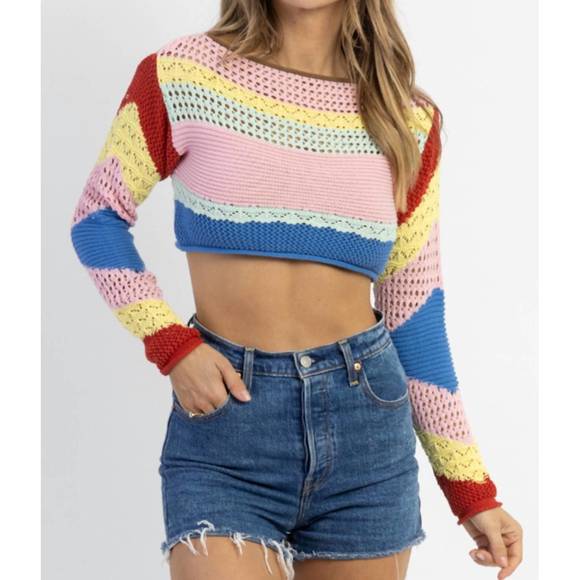 NEW TREND:NOTES happiest hour crochet top in multi - Picture 1 of 4